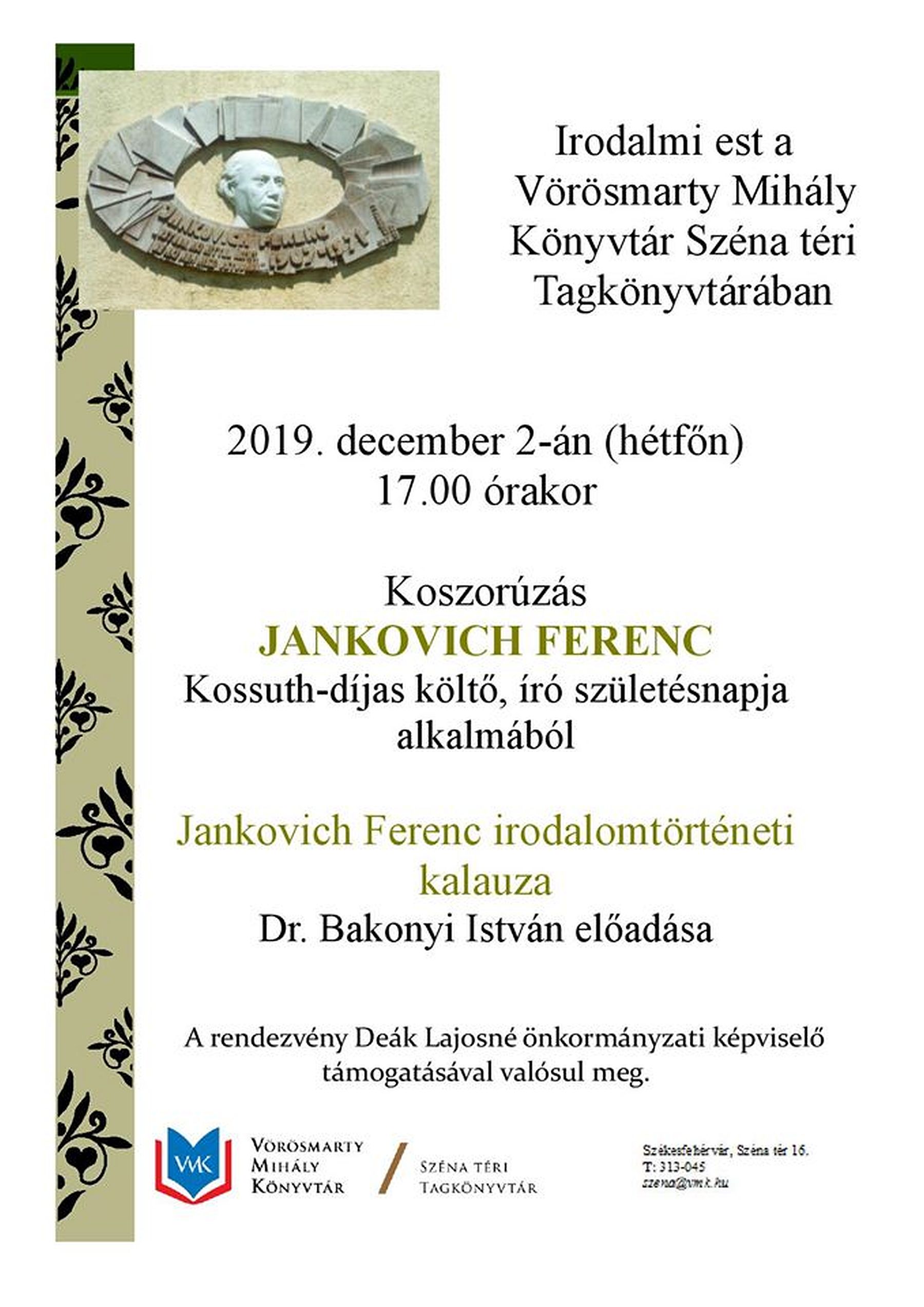 Megemlékezés és előadás Jankovich Ferenc Kossuth-díjas író, költő születésnapján